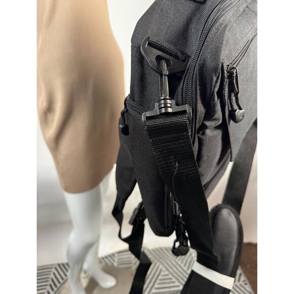 Convertible Black Backpack Messenger Bag With Multiple Compartments Adjustable S - Picture 7 of 16